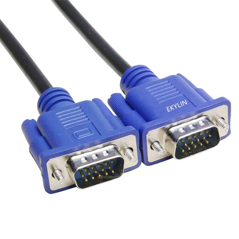 EKYLIN VGA Cable, 1.5m/5Feet Male to Male Video Extension Cable Adapter for Computer PC to Monitor Screen Projector with Socket Port - Image 1
